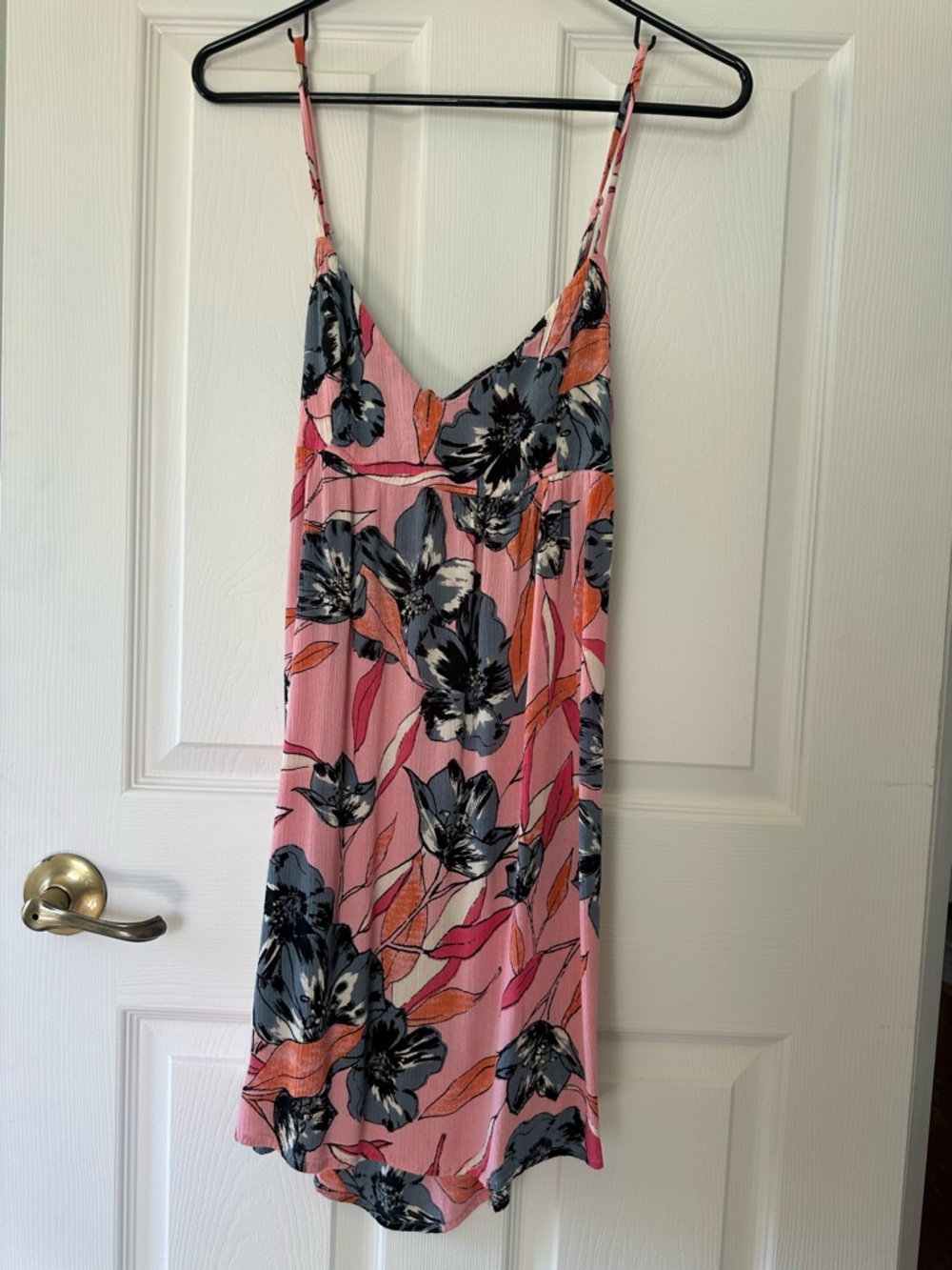 Billabong Pink Floral Slip Dress with Navy & Coral Accents
